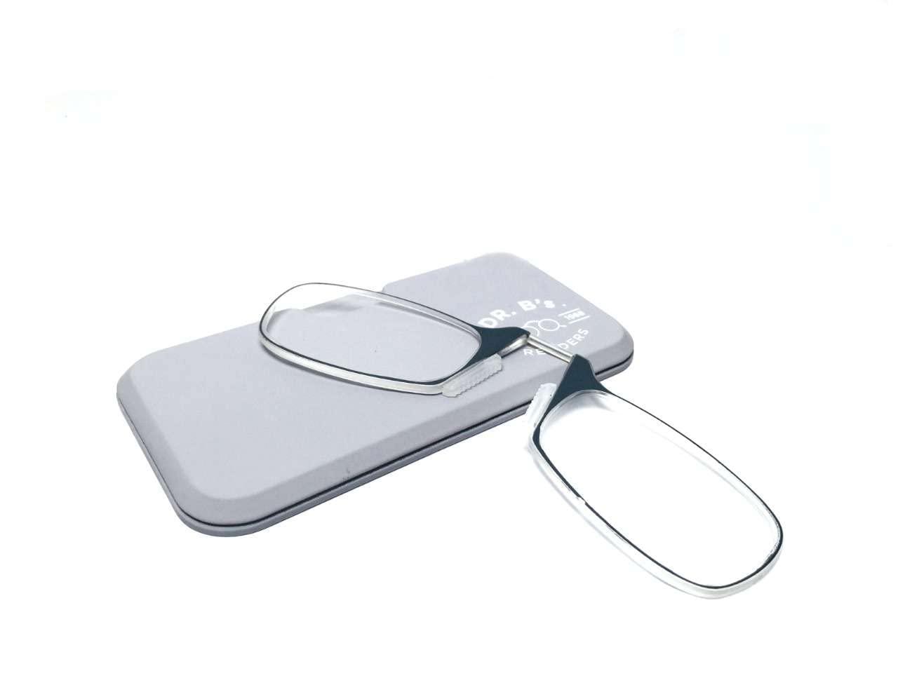 DR. B\'s Readers DR. B\'s Readers Nose Resting Reading Glasses Protection from Screen Glare | Reduce Eye Strain & Fatigue Oval Eyeglasses Lightweight Frame with Pod Case for Men & Women (Grey + 2.50)