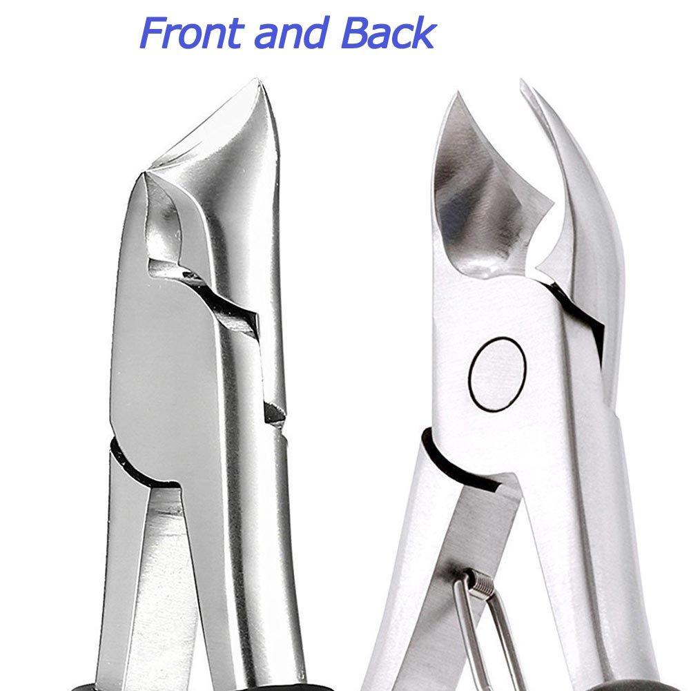 HongLanAo Precision Toenail Clippers for Thick or Ingrown Toenails, Sharp Stainless Steel Nail Cutter, Best Nail Clipper & Pedicure Tool for Seniors (Black/Roud)