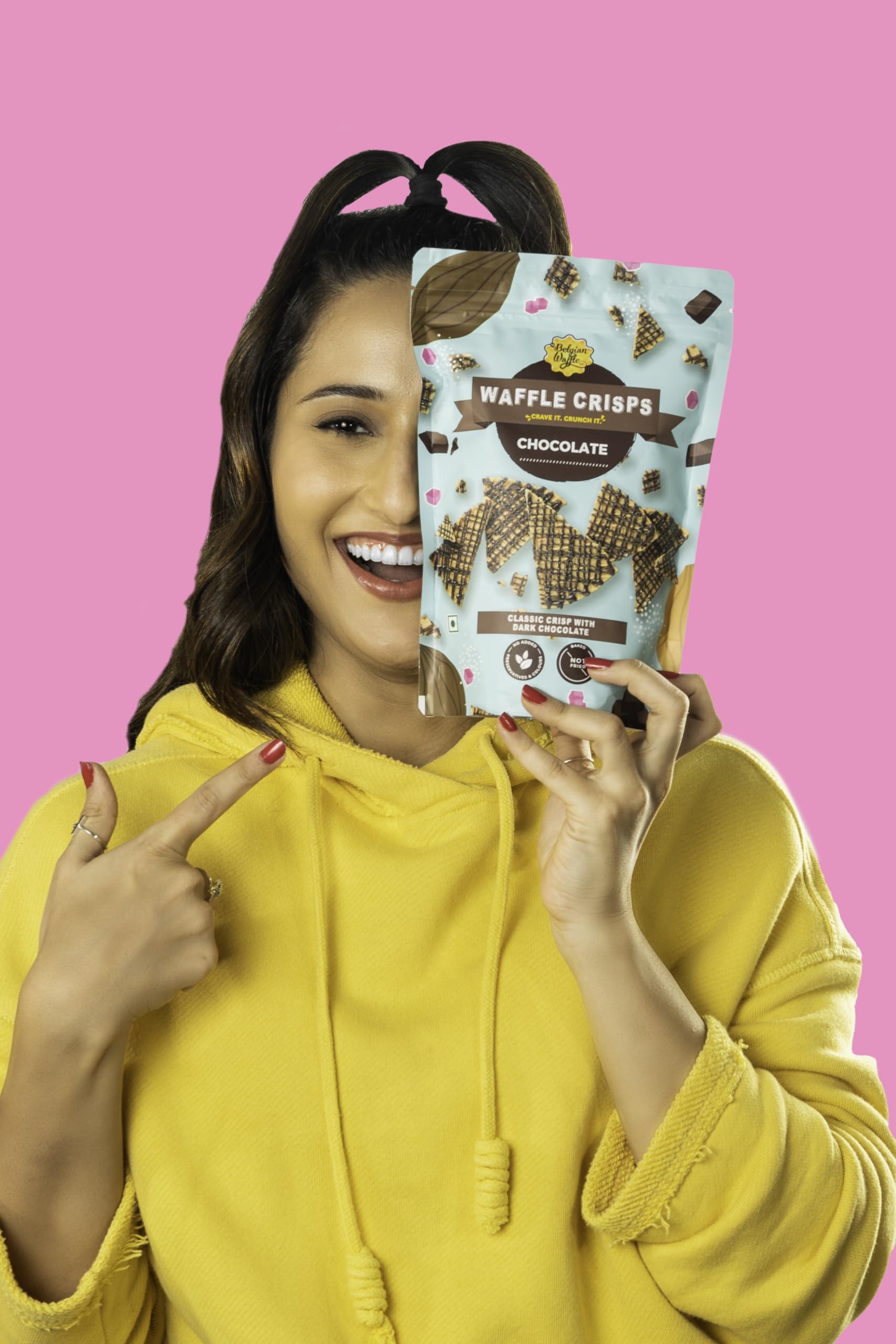 The Belgian Waffle Co The Belgian Waffle Co - Classic Choco Waffle Crisps, Thin, Crunchy, Eggless, Baked Not Fried, Healthy Snacks for Breakfast - 85 gm Each (Pack of 4)