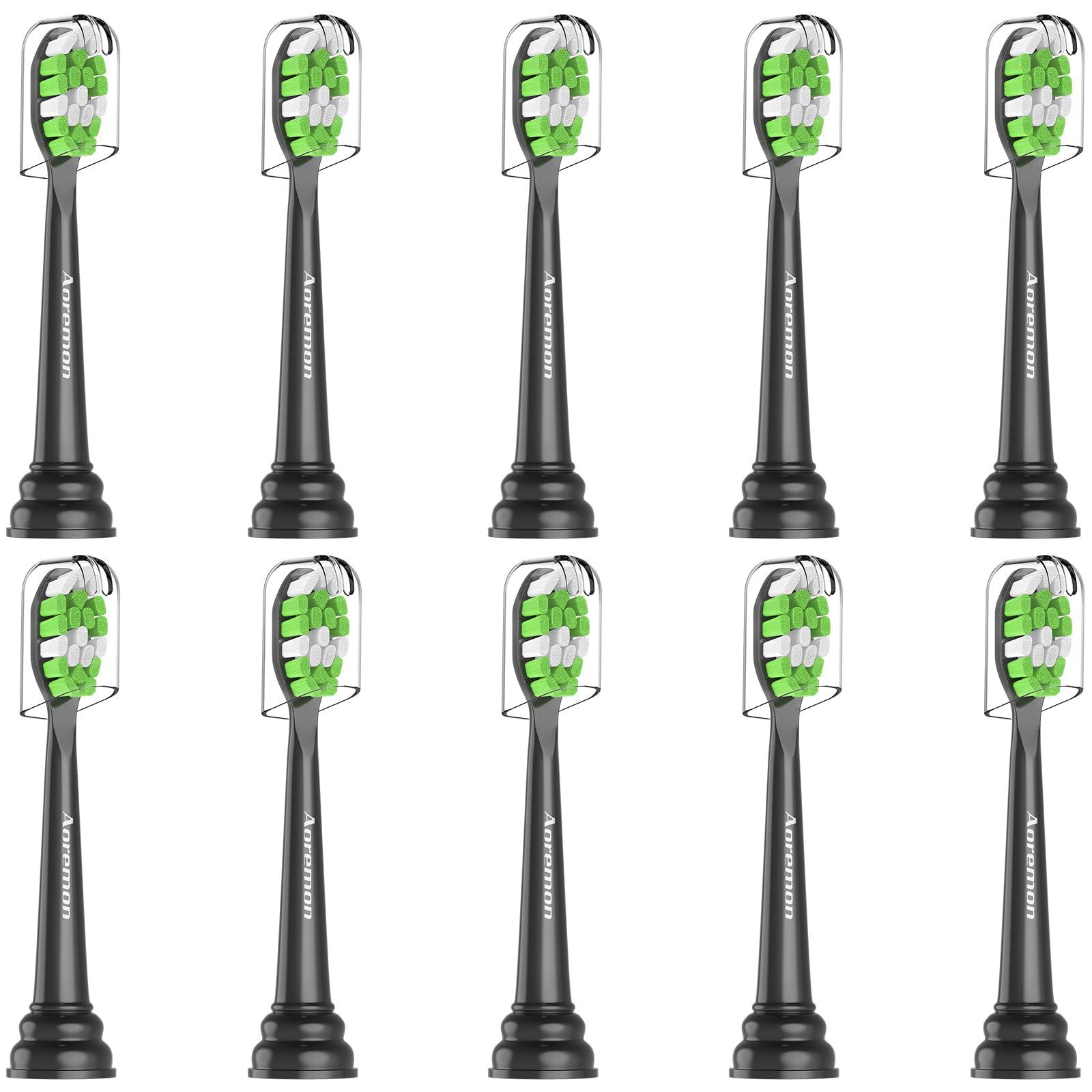 Aoremon Aoremon Replacement Toothbrush Heads for Philips Sonicare Diamondclean HX6062/95 Black, 10 Pack