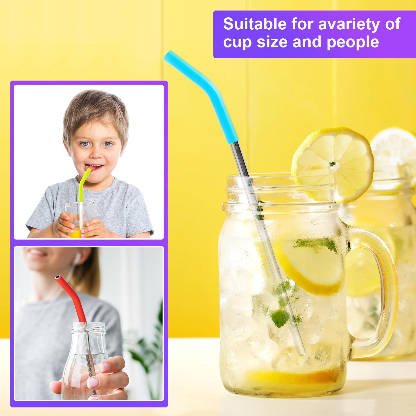 HINZIC HINZIC 12Pcs Reusable Silicone Straw Tips 5/16\"Wide(8mm Outer Diameter) Multi-color Food Grade Rubber Straw Covers Flex Elbow Hydraflow Straw Replacement Tip for Metal Straws