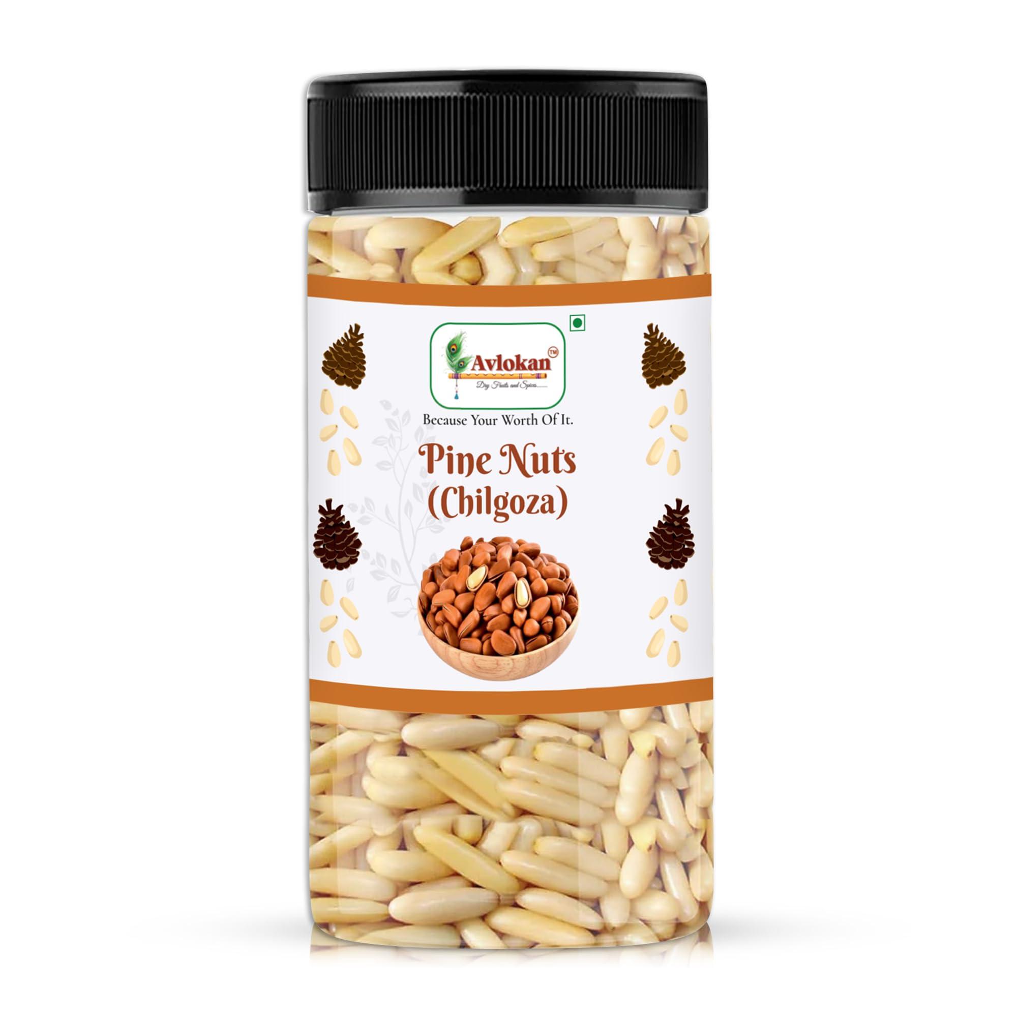 Avlokan Avlokan Pine Nuts Without Shell Jar Pack (Afghani Chilgoza Giri),Raw (pineg200g)