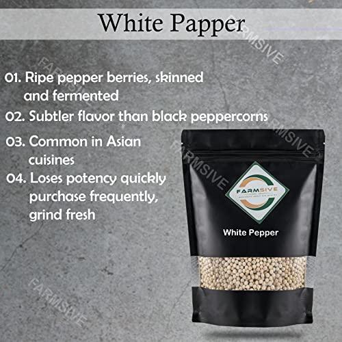 Farmsive Farmsive Organic White Pepper, Pepper Corn, White Mirch, Dakhni Mirch, Safed Mirch Sabut, 900 g