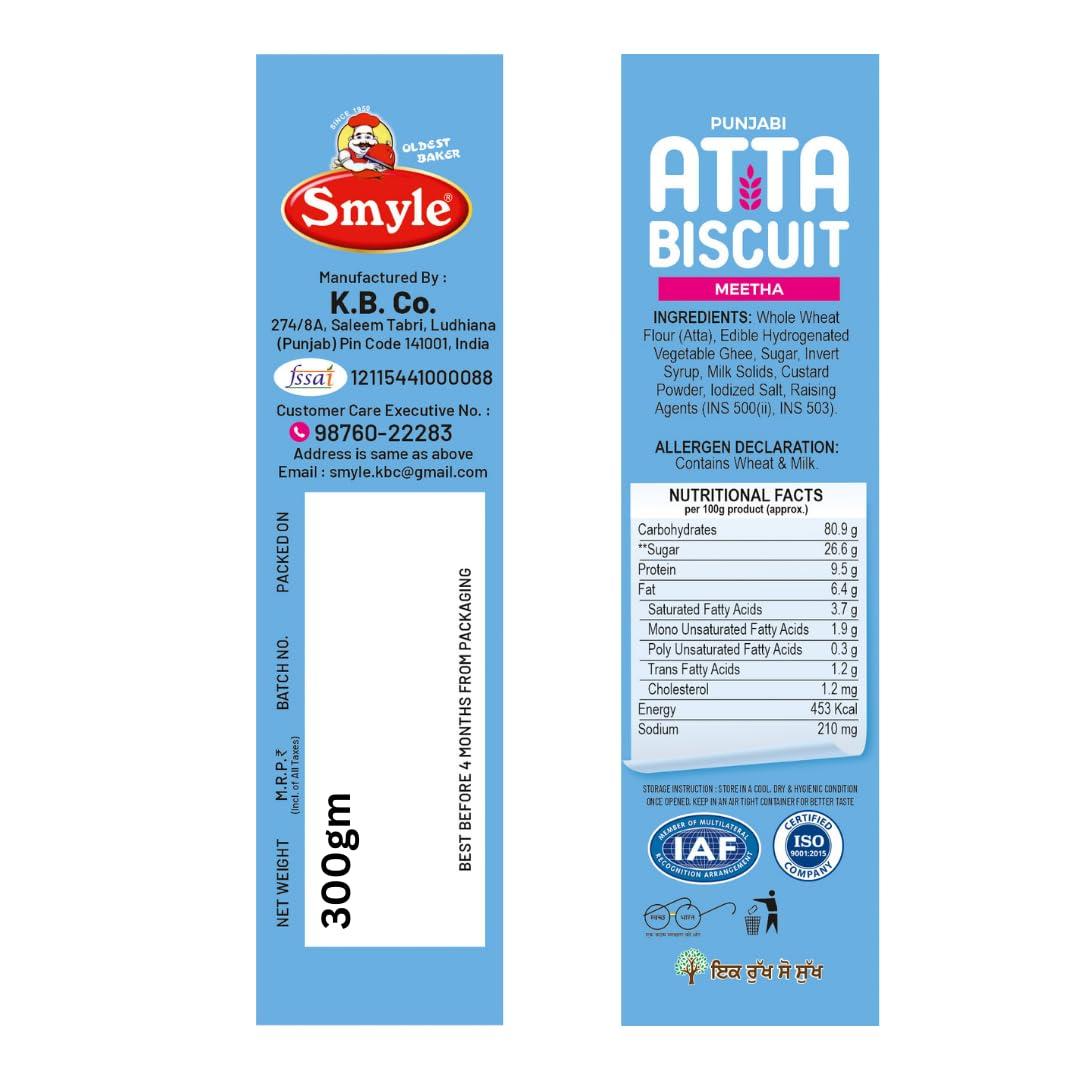 Smyle Smyle | Punjabi Atta Biscuits | 900GM Combo Offer (Shakkar+Meetha+Namkeen) | Combo Pack | Whole Wheat Biscuits | Healthy Digestive Atta Cookies | Net Weight 300G Per Tray (Pack Of 3 Trays)