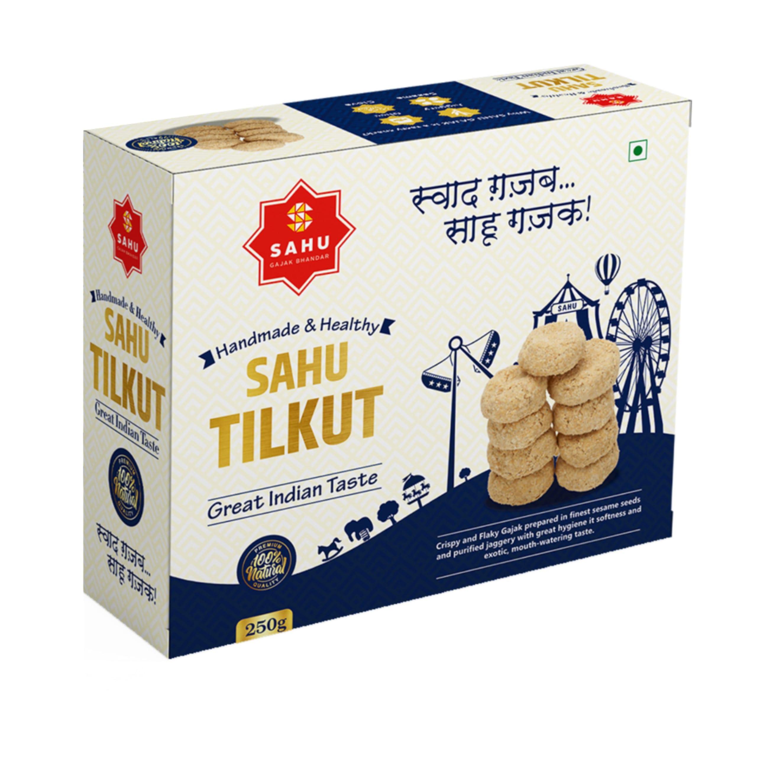SAHU GAJAK BHANDAR SAHU GAJAK BHANDAR Gajak Roll Tilkut 750 Gram | 3 Box Pack | Gajak Biscuit 250g | Gazak Roll 250g | Rajasthani Tilkut 250g | No Added Liquid Glucose and Preservatives | CD04