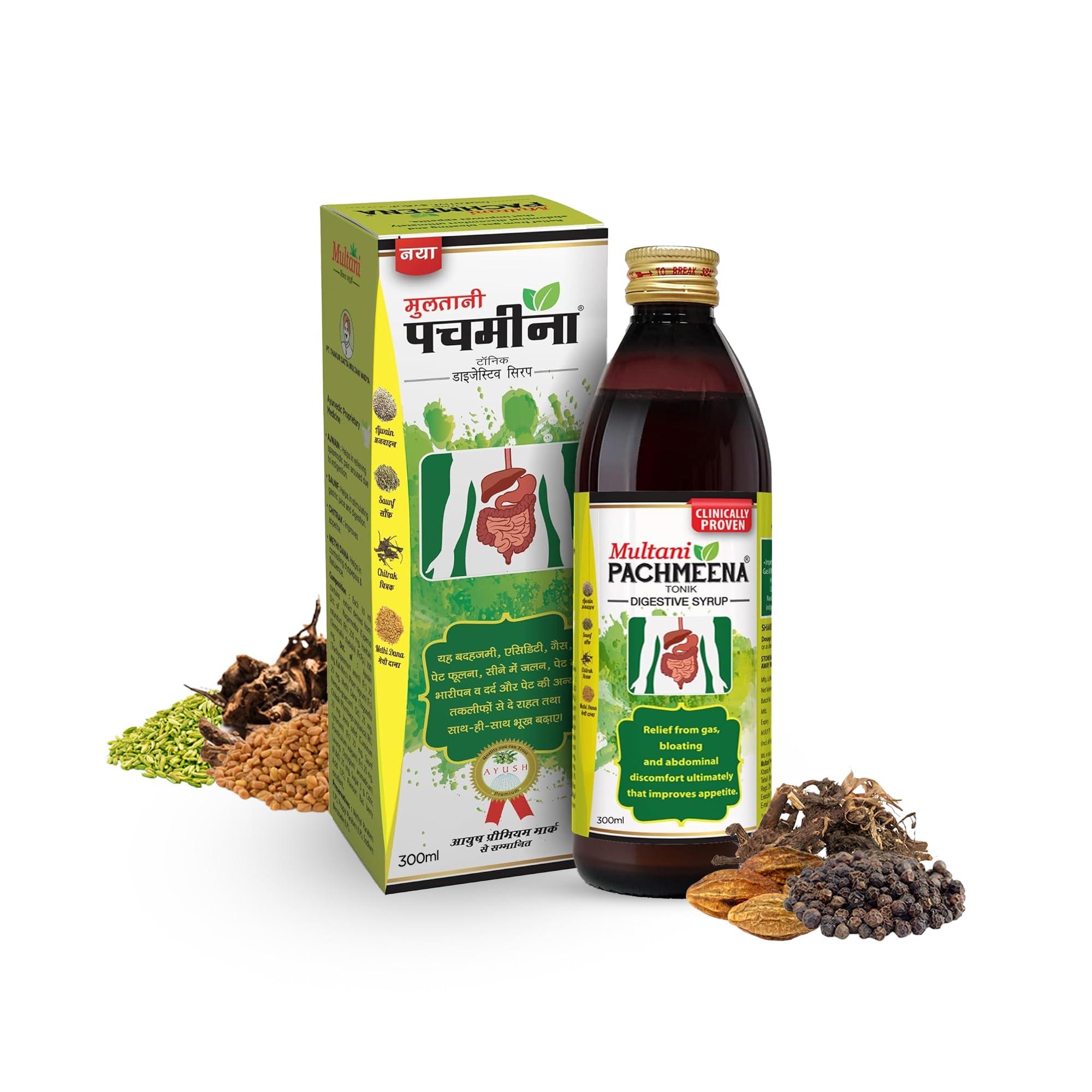 Multani Multani Pachmeena Tonik Digestive Syrup |Ayurvedic Products For Better Digestion | Relief From Gas, Bloating, Abdominal Discomfort | Improves Appetite 100% Natural & Ayurvedic | 300 Ml