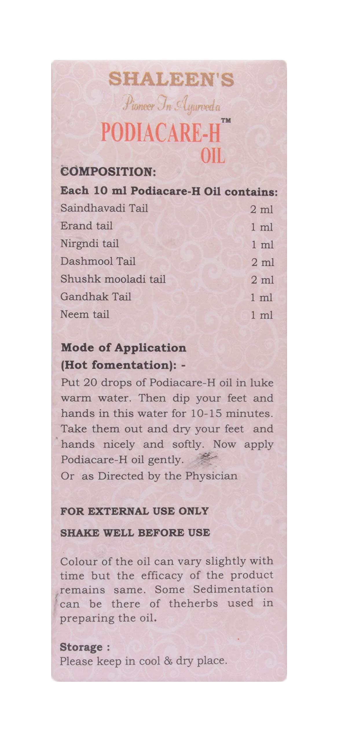 SHALEEN PHARMACEUTICALS Podiacare-H Oil - Foot Care Oil for Hot Fomentation | Useful for Healing Minor Cuts, Dryness of the Feet & Tones Up the Nerves | Heals the minor injuries of the Foot