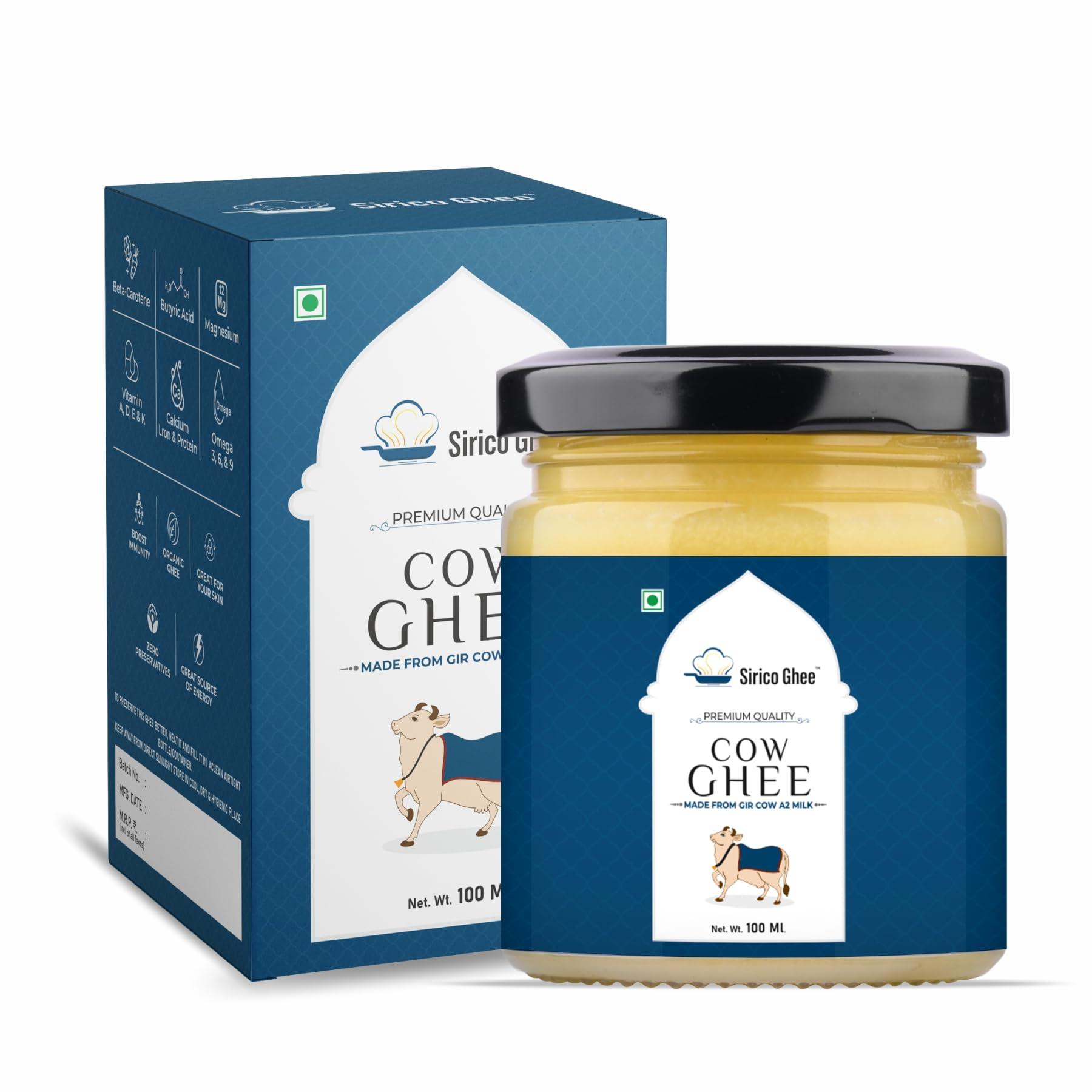 SIRICO GHEE Sirico Authentic A2 Desi Cow Ghee | Pure, Bilona, Gir Cow Ghee - Nutritious, and Delicious | Bilona cow ghee A2 | Desi ghee. (100 ML)