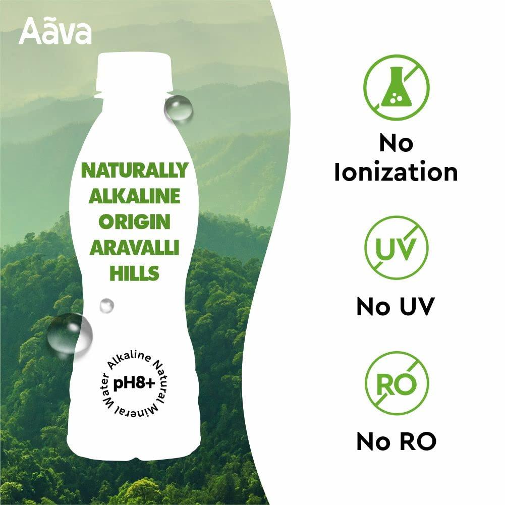 AAVA Aava Naturally Alkaline Mineral Water 200ml | Origin Aravalli Hills | 100% Alkaline pH 8.0+ | Benefits of Calcium & Magnesium (Pack of 24 bottles)