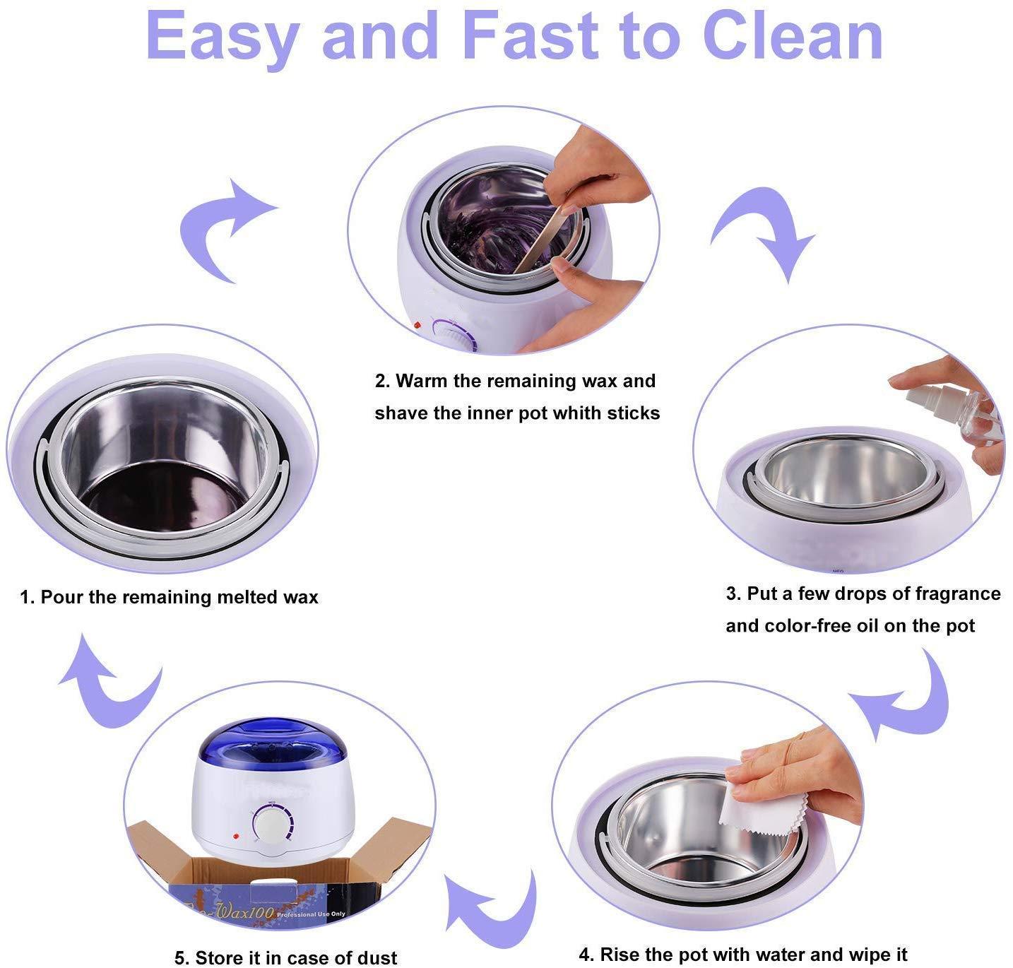 JIAVAXA Wax Machine Kit Wax Heater Combo Wax Warmer Hot Wax Heater with Hair Removal Wax Beans(100g) and Wooden Chips(10) for Hard, Strip and Paraffin Waxing Kit for Women (bean(100),(Wooden Chips(10)