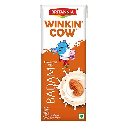 Britannia Winkin Cow Britannia Winkin Cow Badam Flavoured Milk, 180 ml Pet Bottle - Pack of 6