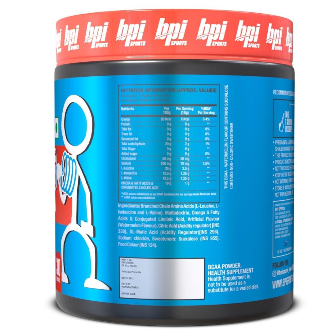 BPI Sports BPI Sports Best BCAA - BCAA Powder - Branched Chain Amino Acids - Muscle Recovery - Muscle Protein Synthesis - Lean Muscle - Improved Performance - Hydration - Watermelon - 30 Servings - 300 gram.