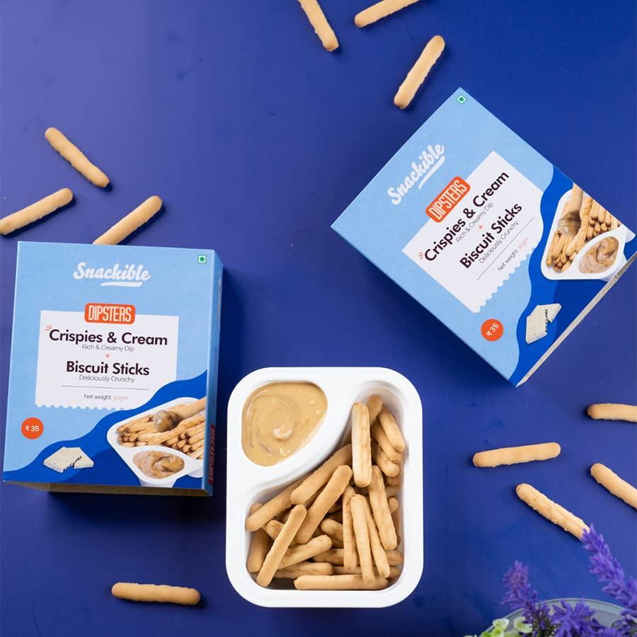 Snackible MU(N)CH BETTER Snackible Dipsters Cookies and Cream Dip with Biscuit Sticks (Pack of 24) - 24x30gm | Baked | Biscuits & Dip | Munching |Cookies & Cream
