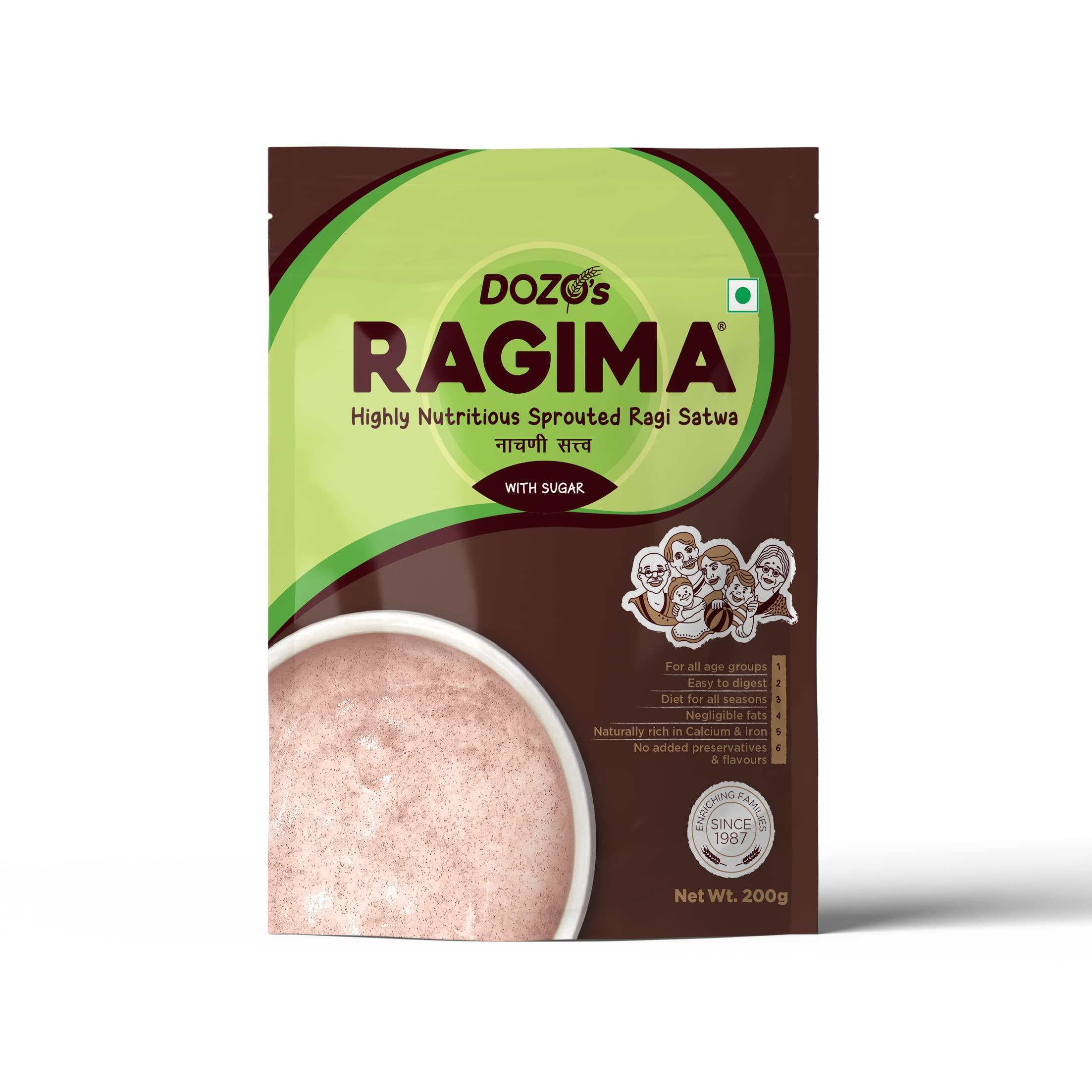 Dozo Food Products RAGIMA Nachani-Satwa Flour with Sugar (200g Each, Pack of 5 PCs)