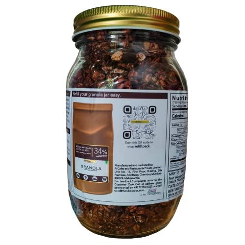 thenibblebox thenibblebox Belgian Dark Chocolate Granola 500g, Jar [34% dry fruits, Gluten free, Plant based/Vegan friendly, No preservatives/additives]