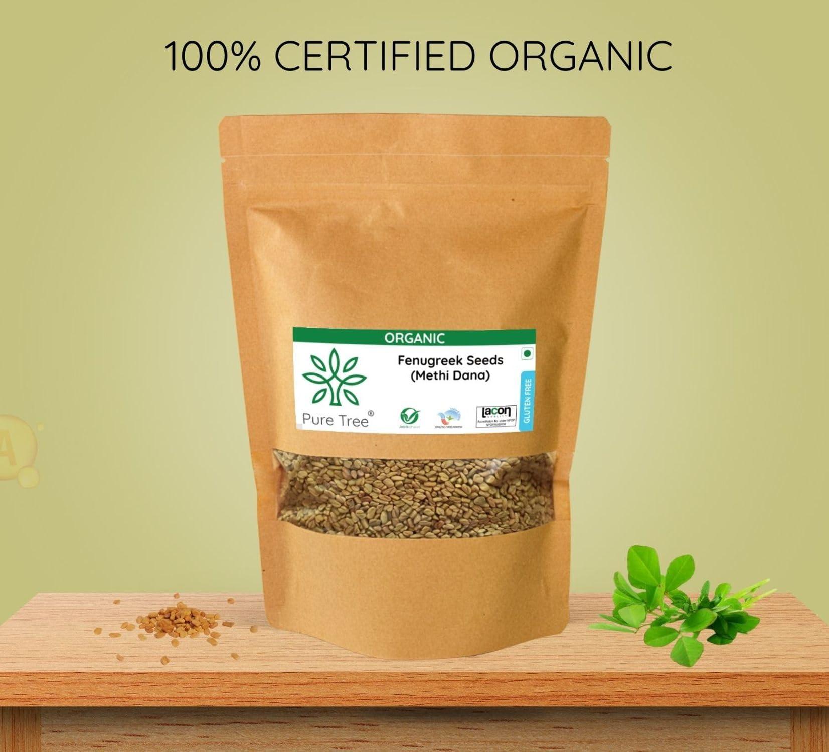 Pure Tree Pure Tree Certified Organic Methi Dana | 400 g | Organic Fenugreek Seeds | Methi Seeds Whole Spices | Menthulu Seeds | Vendayam | Rich in Aroma and Flavour