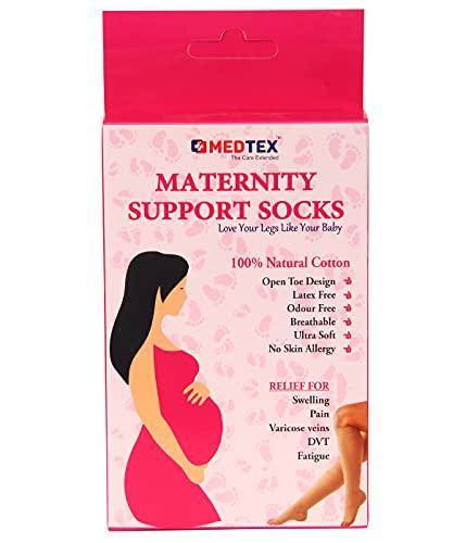Medtex Medtex Maternity Compression Socks for expecting women, pregnant women for varicose veins,DVT,Helps to Reduces swelling and leg pain,Open toe,Beige (Nylon, XL)