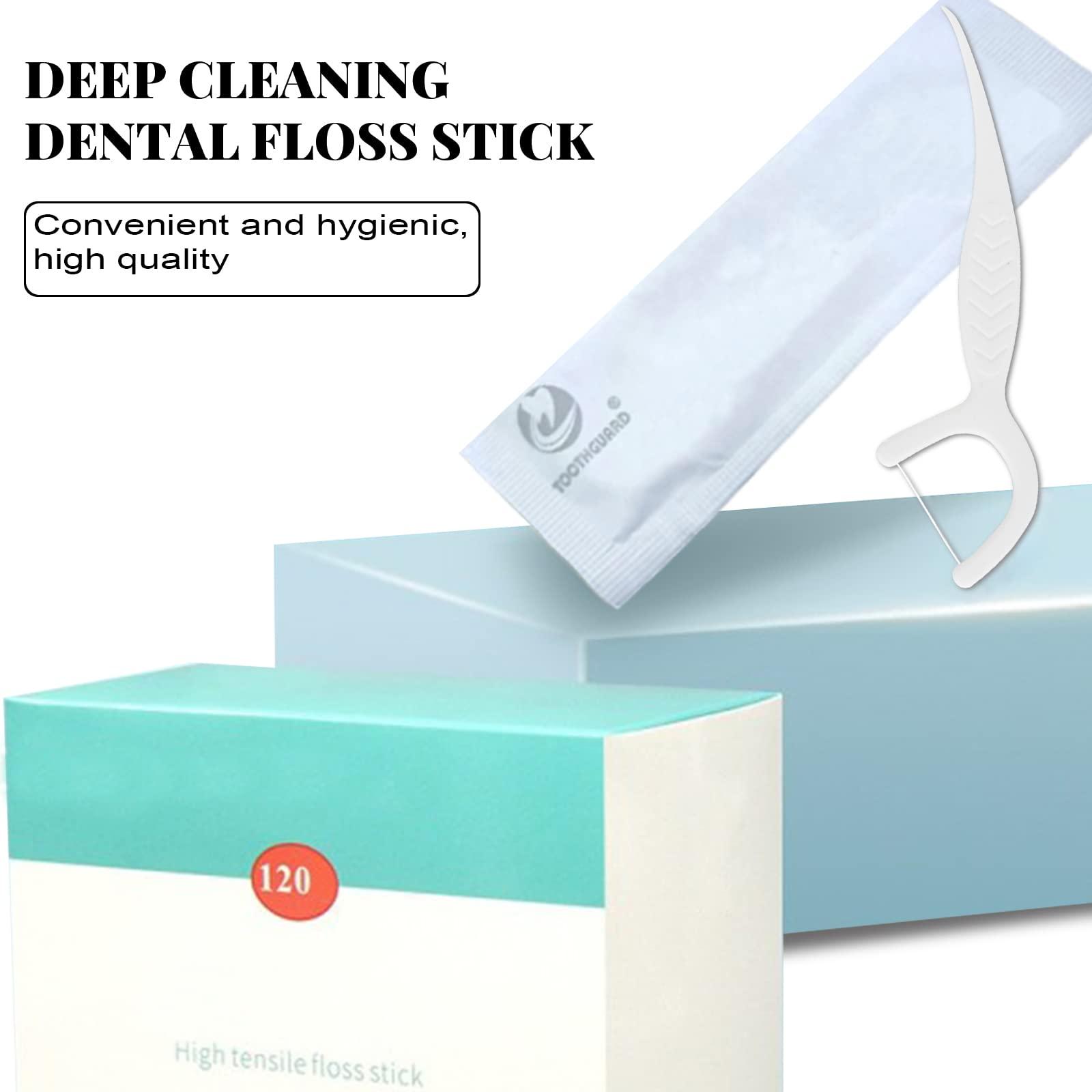 Setaria Viridis Dental Floss Picks- Individual Package Portable Floss 120pcs Flossers with Travel Case Superfine Floss Picks Dental Picks for Teeth Cleaning