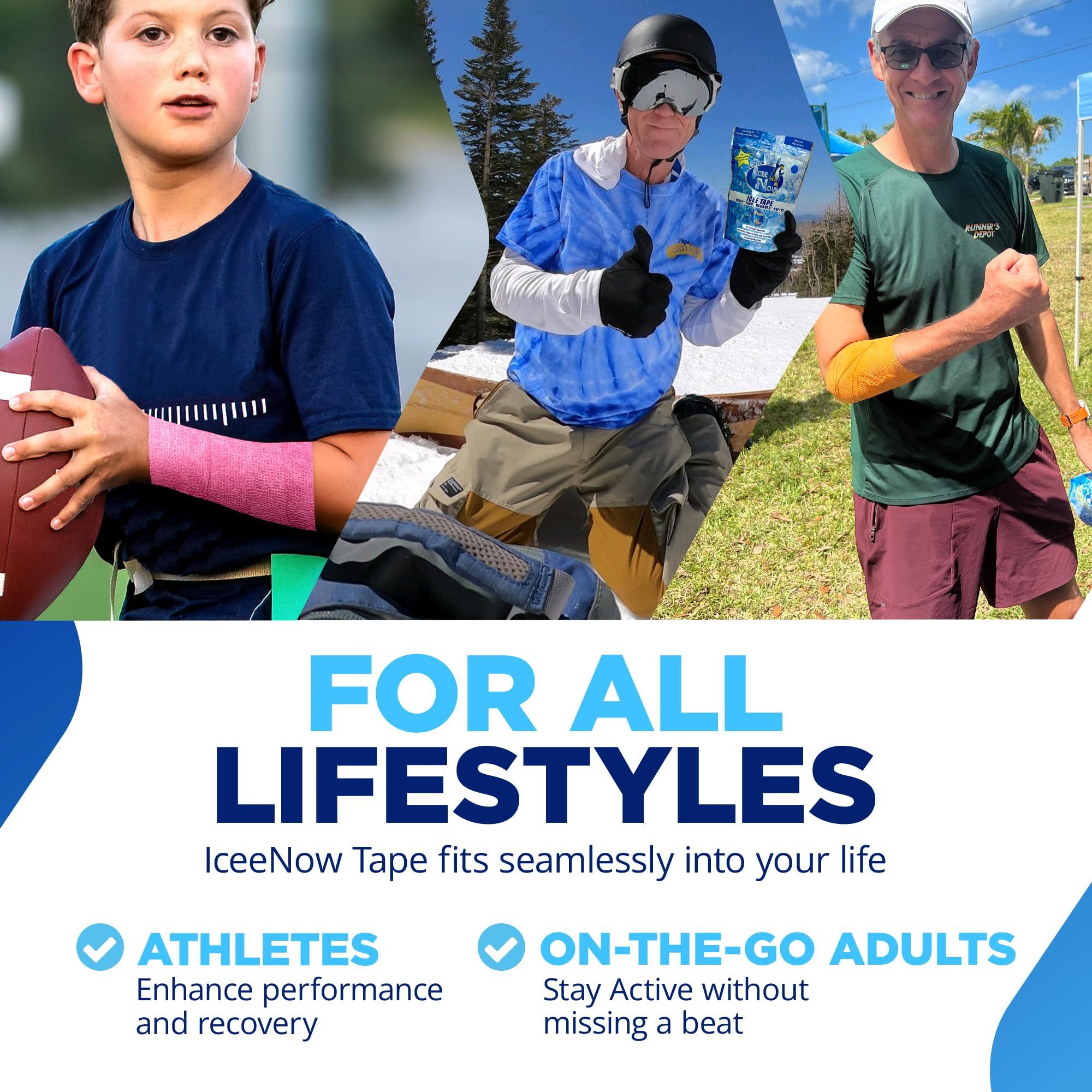 Icee Now IceeNOW Cooling and Compression Wrap-with Instant Cooling Relief, This Ice Tape is The Go Anywhere, Use Any Time, Muscle Recovery Solution (Orange Color)