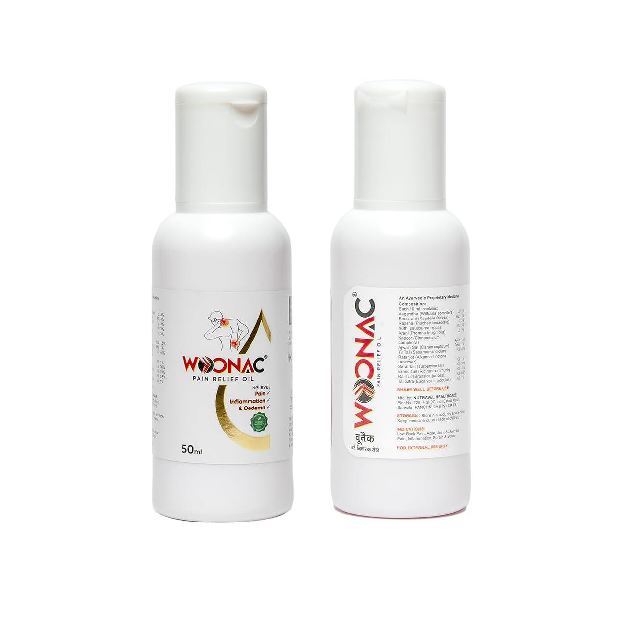 WOONAC Woonac Ayurvedic Body Pain Relief Oil - 50ml | Quick & Long-Term Relief for Arthritis, Joint, Back Strengthens Nerves & Muscle Pain