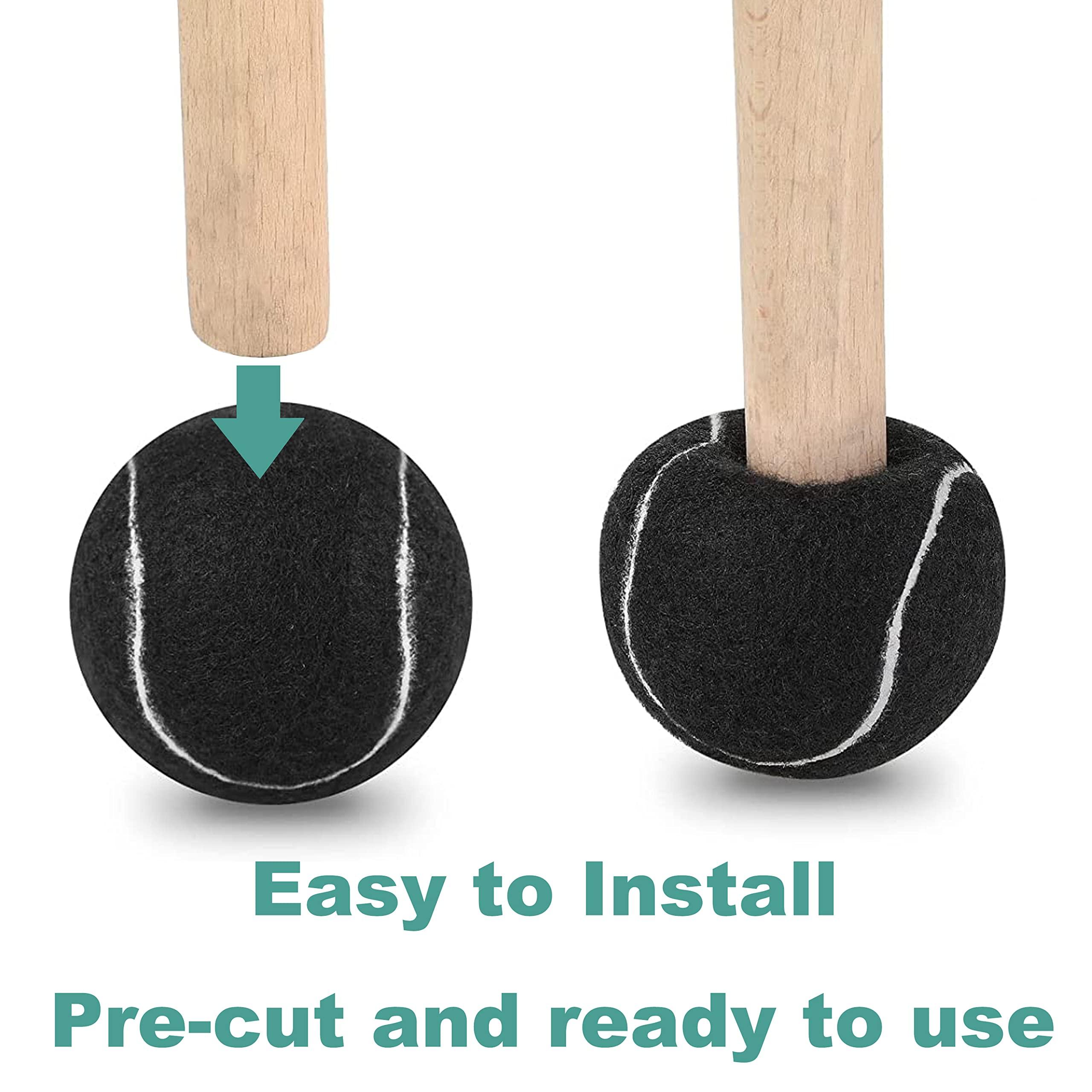 HPWFHPLF HPWFHPLF Precut Tennis Balls, 4PCS Walker Glide Balls, Heavy Duty Long Lasting Felt Pads for Furniture Legs and Floor Protection (Black)