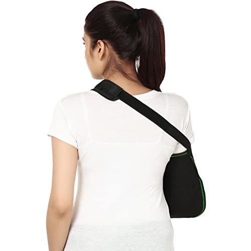 CHEVALIER CHEVALIER Arm Sling Pouch Belt, Arm Brace Immobilizer with Elbow Support for Left/Right Hand Fracture, Sprain, Dislocation, and Pain Relief (XL, Black)