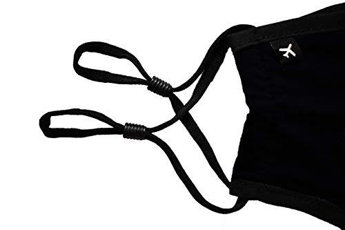 NxTSTOP Apparel NxTSTOP TRAVLEISURE ADJUSTABLE, REUSABLE, WASHABLE FACE MASK - ADULT / COTTON / BLACK, Black, 1 Count (Pack of 1)