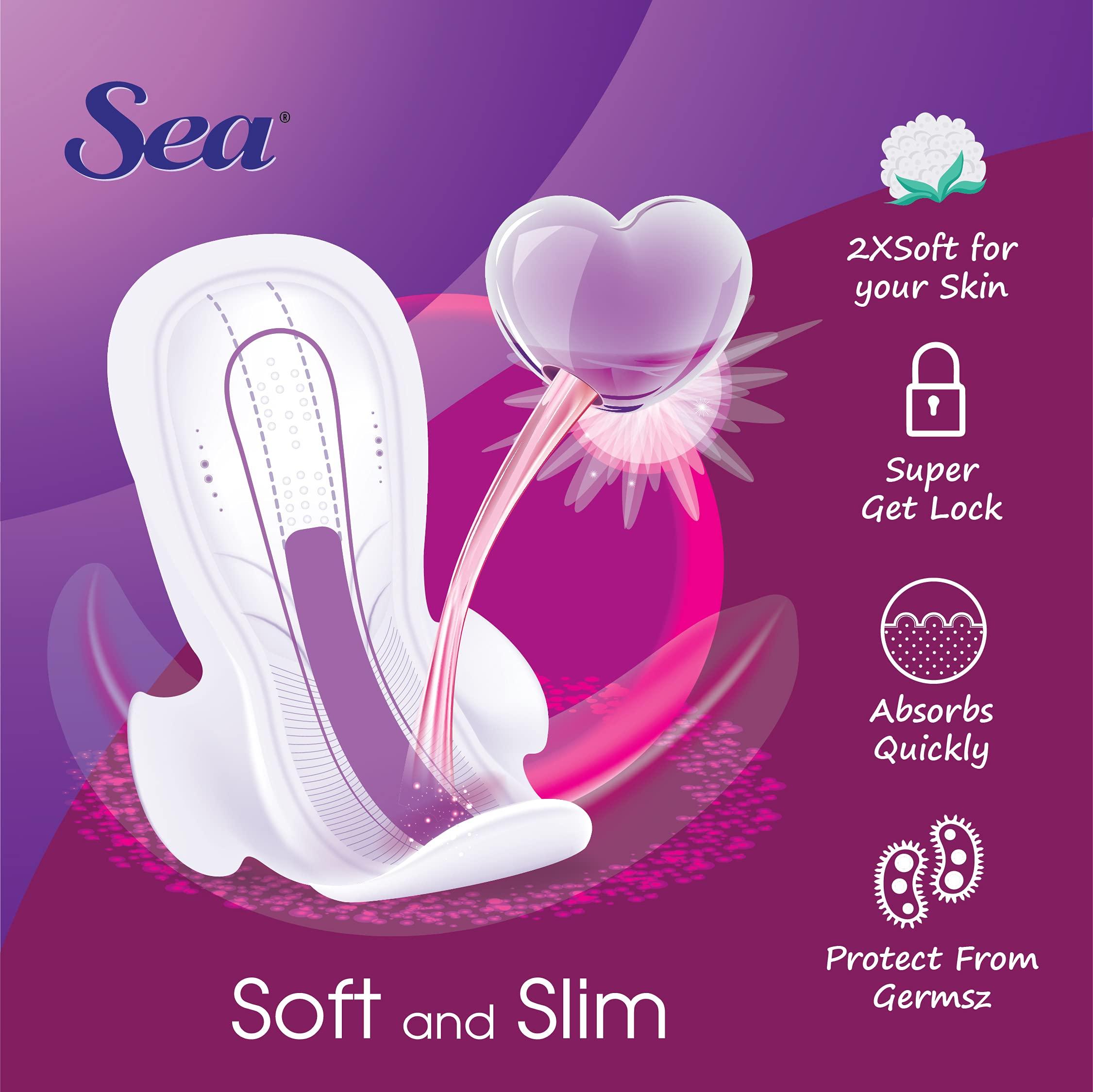 Sea Sea Maxi Cotton Sanitary Pads for Women | Up to 100% Leakage Protection, Locks Odour & Wetness | Ultra Hygiene, Rash Free Cotton Soft | Pack of 15 (15 pcs Maxi XXL)