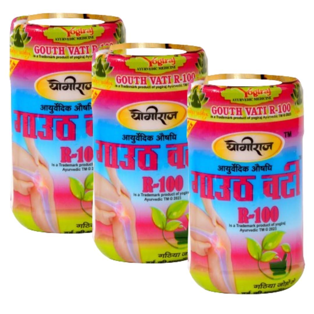 Yogiraj Ayurvedic Yogiraj Ayurvedic Gouth Vati R-100 Tablets for Joint Pain, Arthritis and Sciatica Relief 40 Tab per pack (Pack of 3)