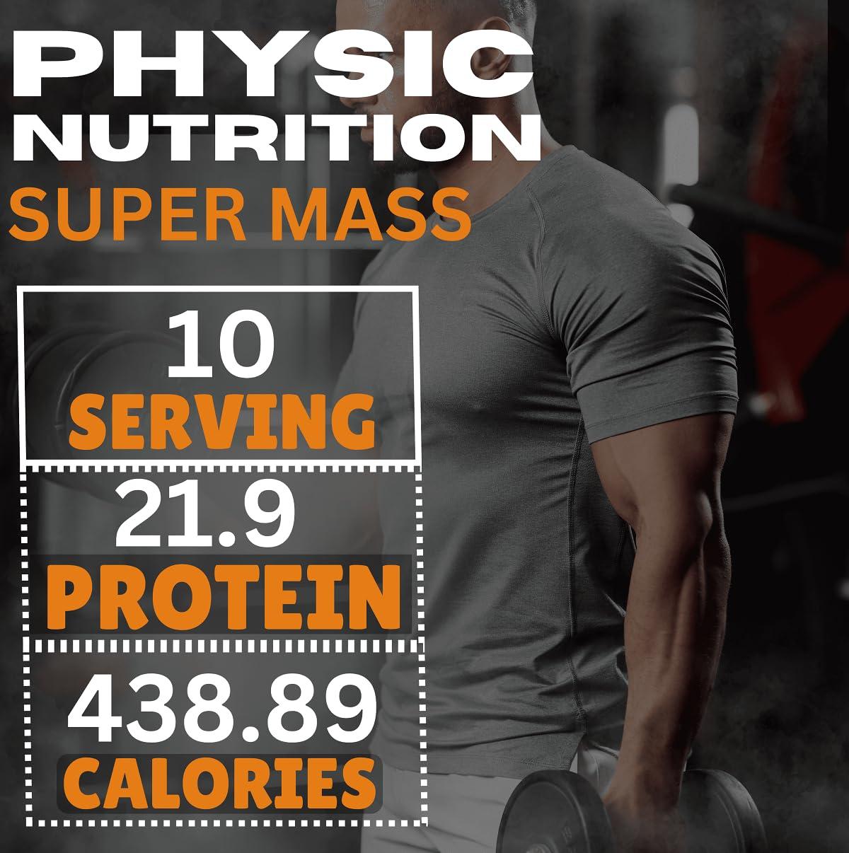PHYSIC NUTRITION PHYSIC NUTRITION (PN) Super Mass Gainer Powder for Weight Gaining and Muscle Building | (Chocolate, 2.2 lbs) 10 Servings | Next-Level-Supplement