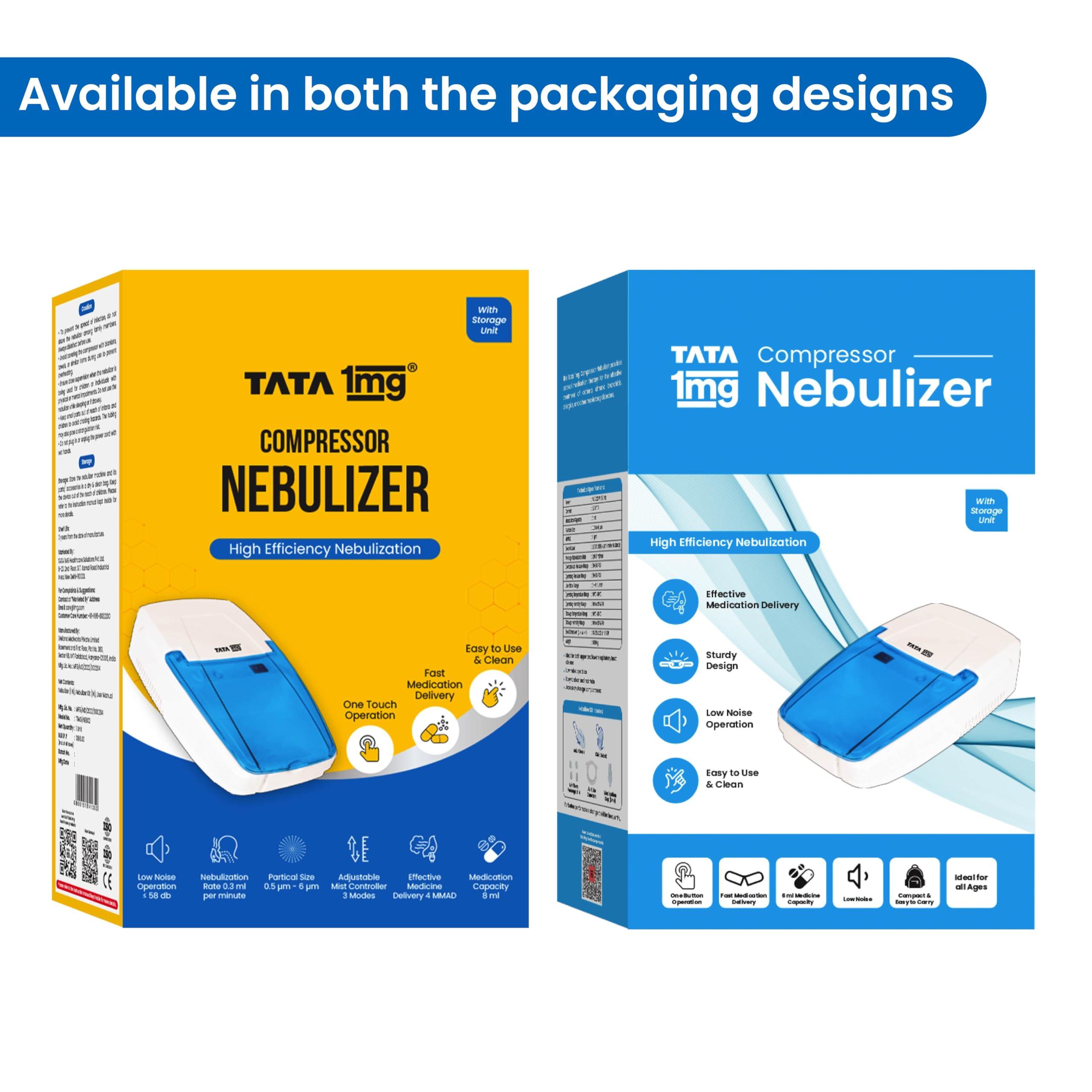 TATA 1MG Tata 1mg Compressor Nebulizer for Kids and Adults with 5 attachments for effective medication delivery