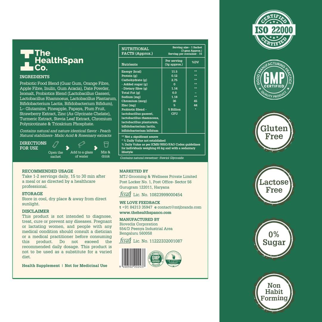 The Healthspan Co. The Healthspan Co. Gut Health Supplement | Probiotic + Zinc + Chromium for Leaky Gut Relief, Immunity & Digestive Health |5Bn CFU of Clinically Proven Strains | 30 Days Pack