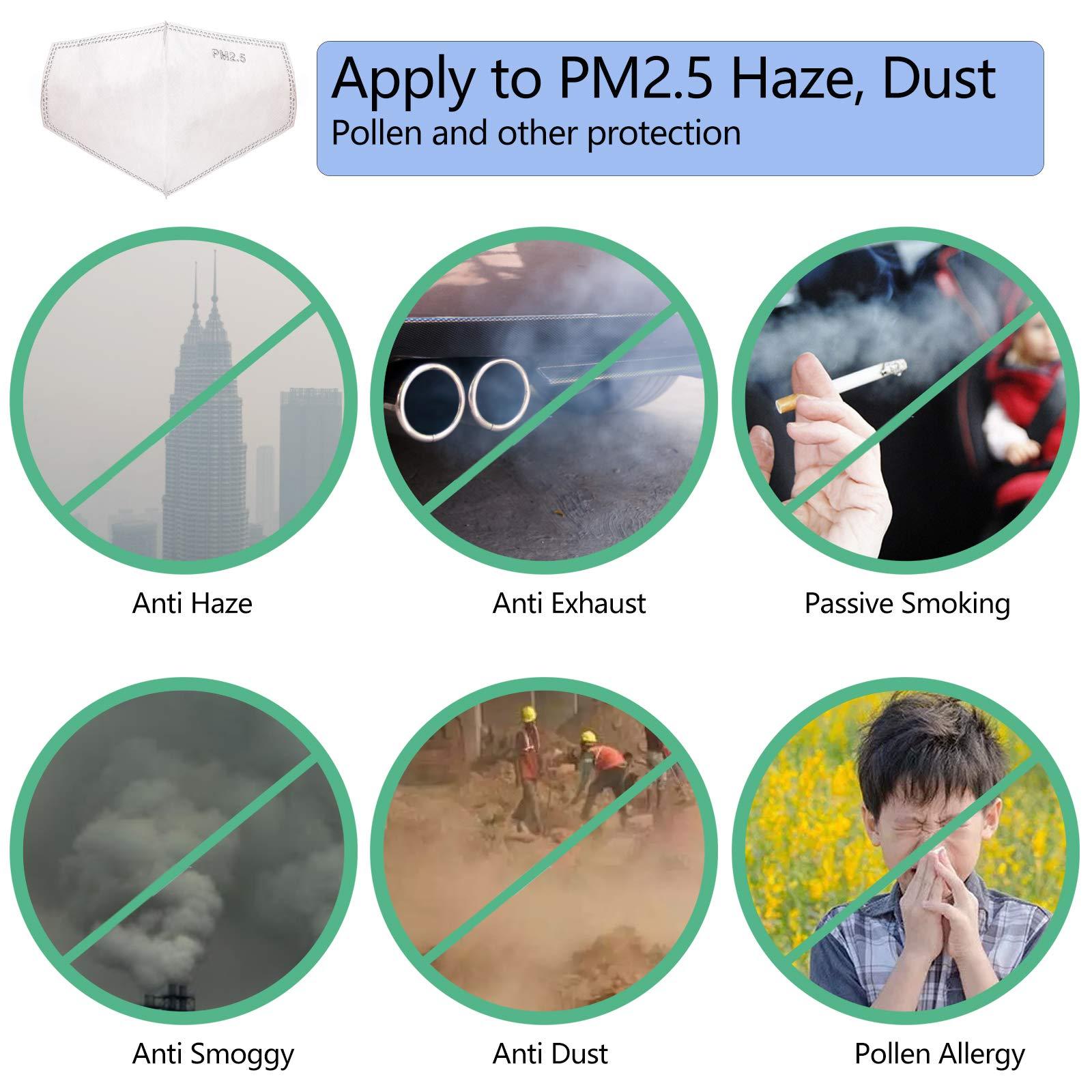 Quejowy New 3D Cutting PM 2.5 Activated Carbon Filter, 5 layers Pm2.5 Filter Insert Dustproof Air Pollution Replaceable Protective Anti Haze Filter Large Size (24)