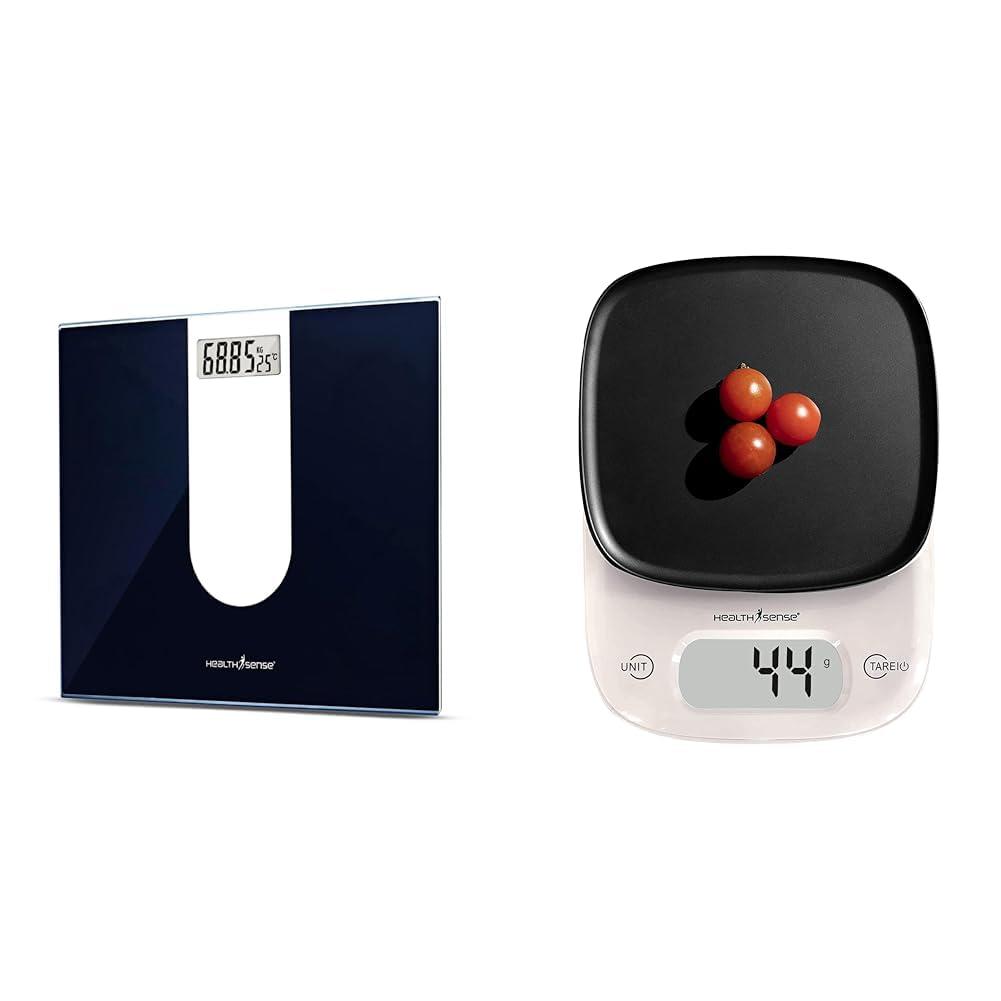 HealthSense HealthSense Weight Machine for Body Weight, Glass Top PS 111 & HealthSense Weight Machine for Kitchen