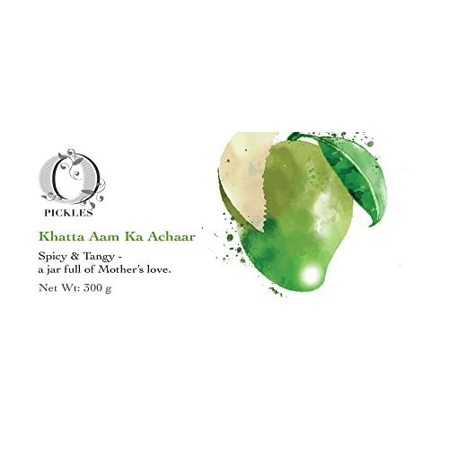 OPICKLES Opickles Khatta Aam ka Achar Homemade & Handmade Flavourful & Delicious Sour Mango Pickle Traditional Taste No added Preservatives & Chemical Free, 300 Gram pack