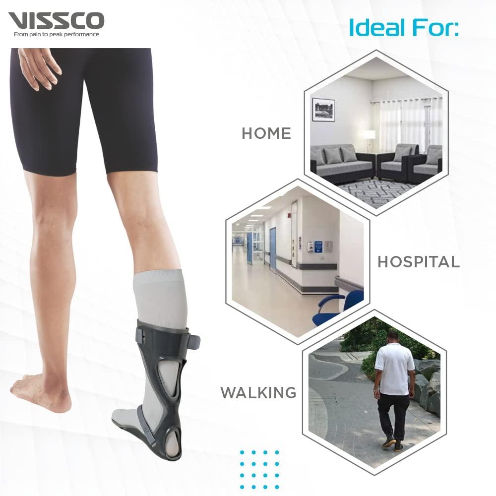 Vissco Vissco Ankle Support Adjustable Foot Drop Splint for patients suffering from Foot Drop, Prevents Axial Rotation of The Leg And Foot (Left Leg) - Small (Grey)