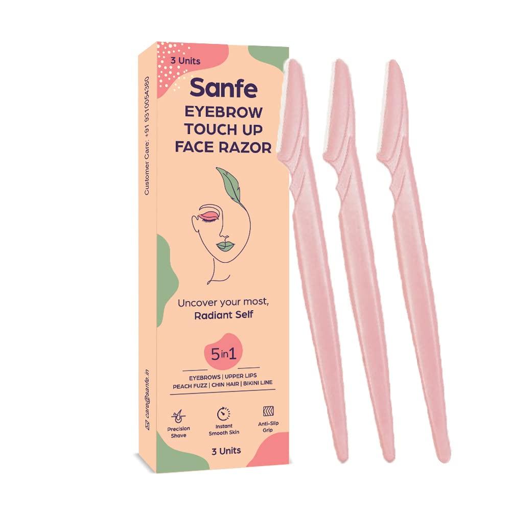 Sanfe Sanfe Glide Reusable Face & Eyebrow Razor For Women | For Painless Hair Removal - Pack of 3 & Reusable Eyebrow Touch Up Hair Removing Face Razor For Women - Pack of 3