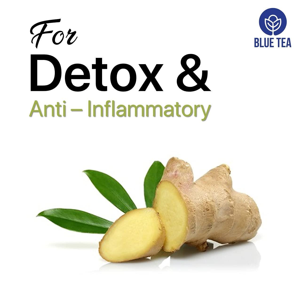 BLUE TEA BLUE TEA - Blue Flower Ginger Herbal Tea - 30 Tea Bags | PRIME SAVING DAY | Anti-Oxidant Rich | Detox Tea -Flower Based - Herbal Tea - Vegan - Caffeine Free - Natural Ingredients | Tin Pack