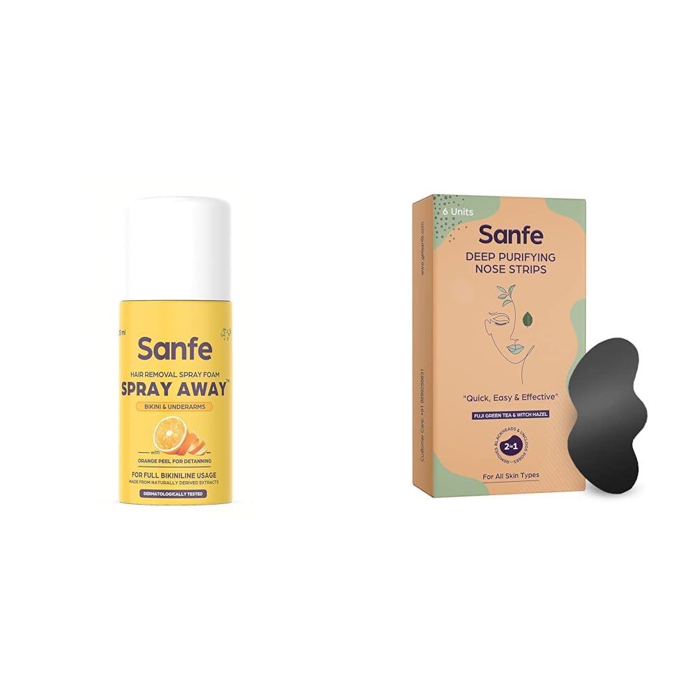 Sanfe Sanfe Painless & Detan Hair Removal Spray Cream - 25 ml Deep Purifying Nose Strips