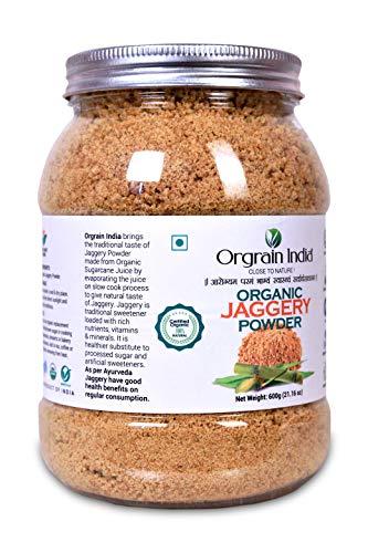 Orgrain India Orgrain India Organic Jaggery Powder, 1.2 Kg (Pack of 2*600g) | Hand Crushed Gur Powder | Organically Grown | No Preservatives Added | No Artificial Flavors