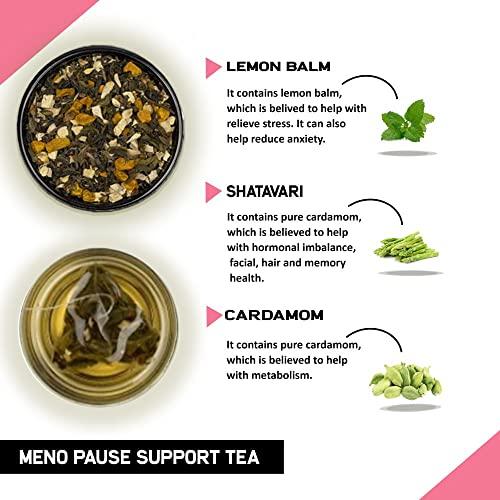 TEACURRY TEACURRY Meno Pause Tea - (3 Month Pack, 90 Tea Bags) - Helps delay Menopause & stop Hot Flashes | Made With Raw Ingredient - Shatavari, Pearmint, Ginger