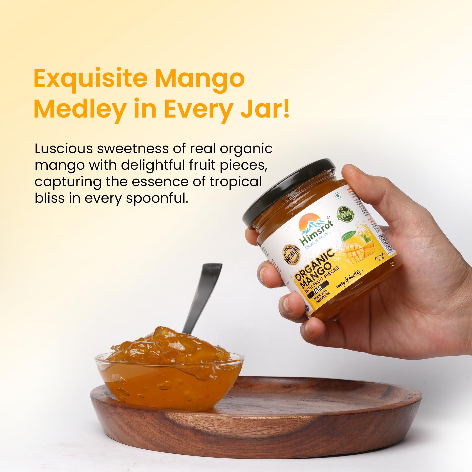 Himsrot Himsrot Organic Mango Fruit Jam with Fruit Pieces | Organic Mango Jam with Mango Fruit Pieces For Breakfast | No Added Preservatives & Colors - 250gm