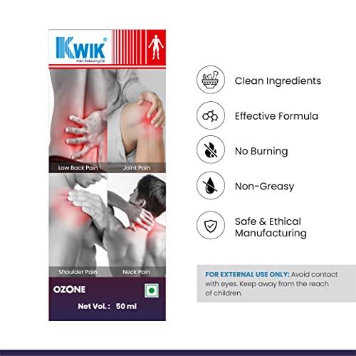OZONE OZONE KWIK Pain Relief Oil with Cinnamomum & Mahanarayan Oil | Ayurvedic Pain Relief Oil | For Joint, Back, Knee, Shoulder & Muscle pain | 50ml (Pack of 1)