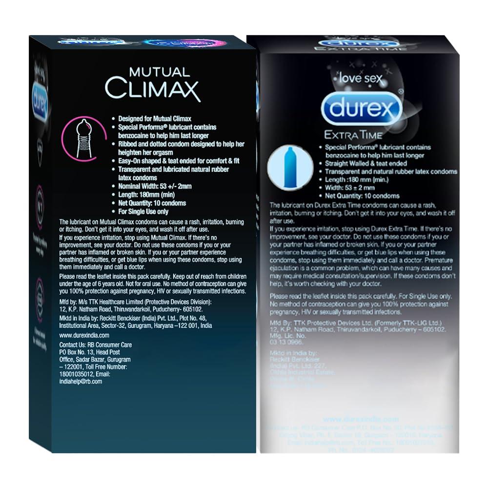 Durex Durex Mutual Climax Condoms - 10 Count & Durex Condoms, Extra Time - 10 Count
