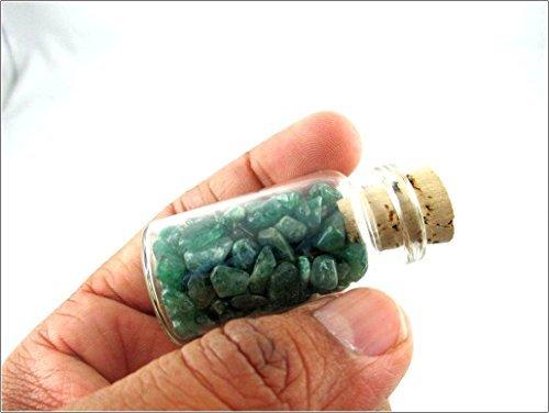Jet International Crystal Jet Green Mica Chips Mini Glass Bottle Gemstone Reiki Chakra Balancing Holistic Spiritual