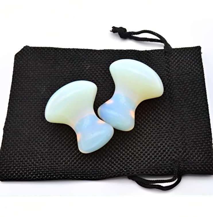 Generic SS Murti 100% Pure Opalite Crystal Stone Mushroom Gua Sha Stone/Tool Face Massaging Tool With Box | Certified Opalite Gua Sha for Face Massage, Toning, Sculpting and Shaping