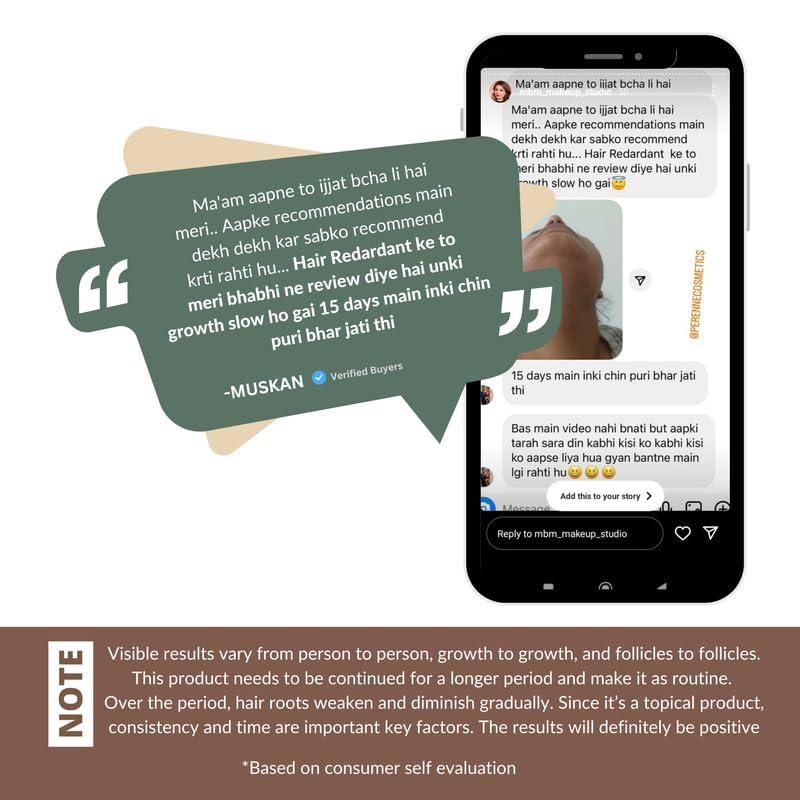 PERENNE Perenne Hair Retardant Cream | Hair Reduction Lotion For Reduction of Unwanted Body and Facial Hair in Men and Women | Natural|Paraben Free|Dermatologist Tested- 1 Pack (50g)