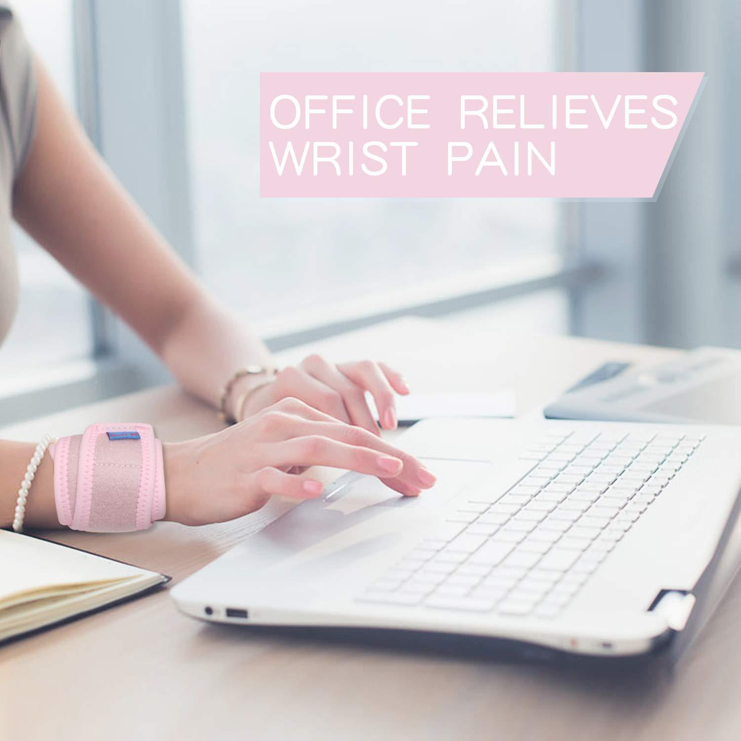 Gulf W Gulf W Wrist Support Brace, Adjustable Wrist Strap Reversible Wrist Brace for Sports Protecting/Tendonitis Pain Relief/Carpal Tunnel/Arthritis/Injury Recovery, Right&Left Hand Available (Pink)