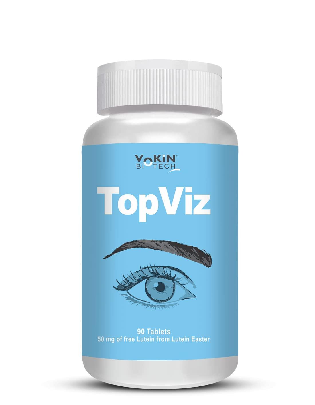 Vokin Biotech Vokin Biotech TopViz Eye Care Supplement to Improve Vision, Blue Light & Digital Guard (Lutein, Zeaxanthin) -Pack of 90 Vegetarian Tablets