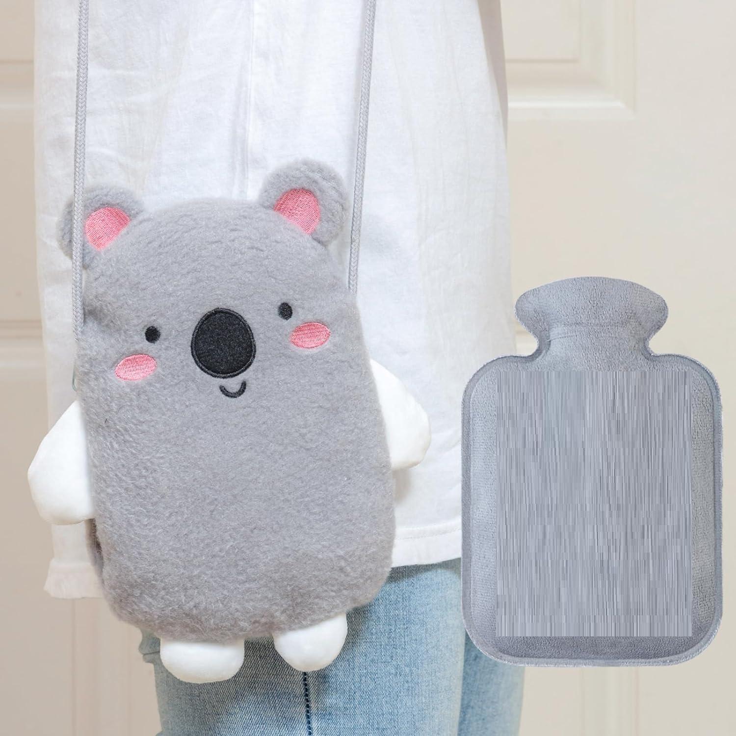 Onprix Onprix 500ml Cute Cartoon Plush Hot Water Bottle Hand Warmers Water Bag with Soft Fur Cover Hand Warmer Filled Explosion-proof Portable Hot Water Bags for Neck, Shoulder Pain and Hand Feet
